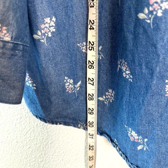 Vintage 90s Y2K Cherokee Floral Print Denim Button Down Top Size XXL - Picture 2 of 7